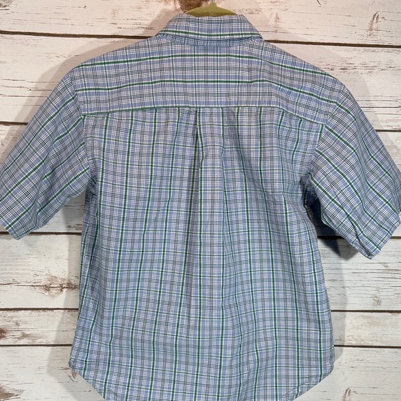Ralph Lauren Shirt Blue and Green Plaid Button Down Short Sleeve Polo Symbol EUC - Picture 5 of 6